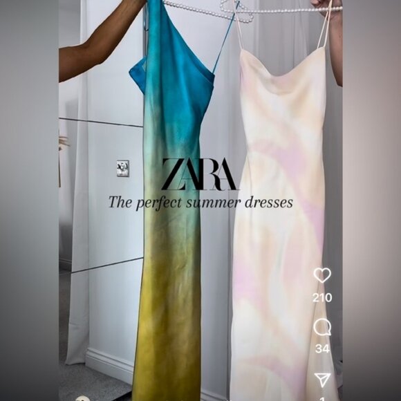 ZARA ASYMMETRICAL SATIN EFFECT TIE DYE DRESS - Picture 16 of 16